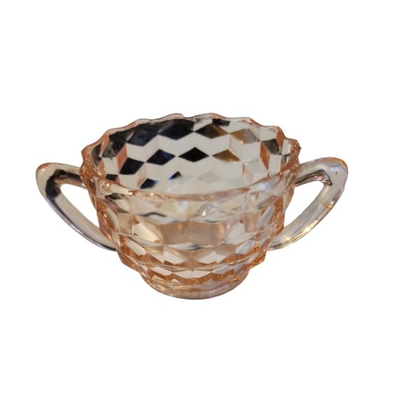 Pink Depression Glass Jeanette Cube Sugar Dish - Picture 1 of 3